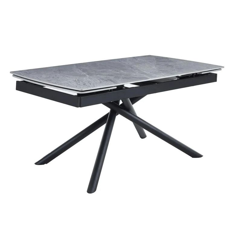 Apollo 6-8 Seater Grey Ceramic Extending Dining Table with Black Base - 160cm-220cm