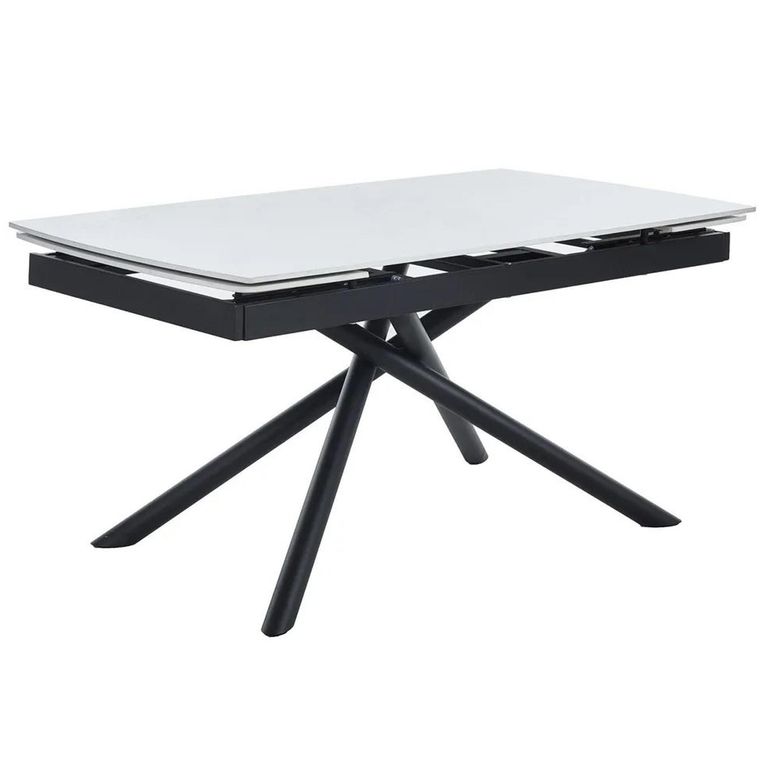 Apollo 6-8 Seater White Ceramic Extending Dining Table with Black Base - 160cm-220cm