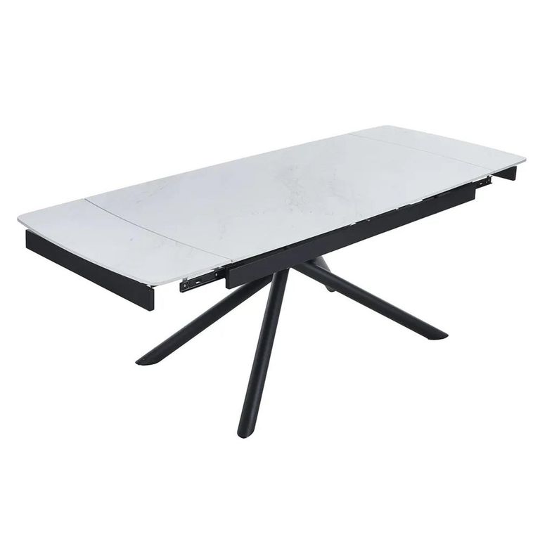 Apollo 6-8 Seater White Ceramic Extending Dining Table with Black Base - 160cm-220cm
