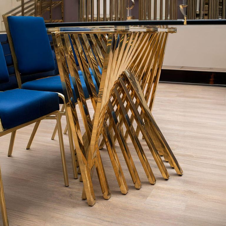 Arezzo Dining Table - 6 Seater - 180cm - Clear Glass with Gold Base