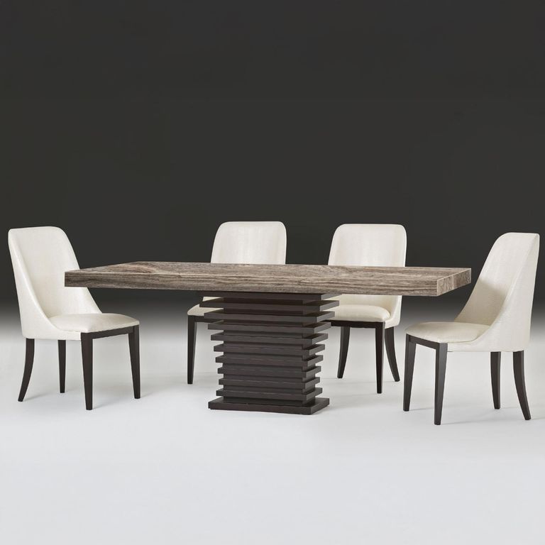 Ark Dining Table - Marble with Wooden Pedestal Base - Variation Available
