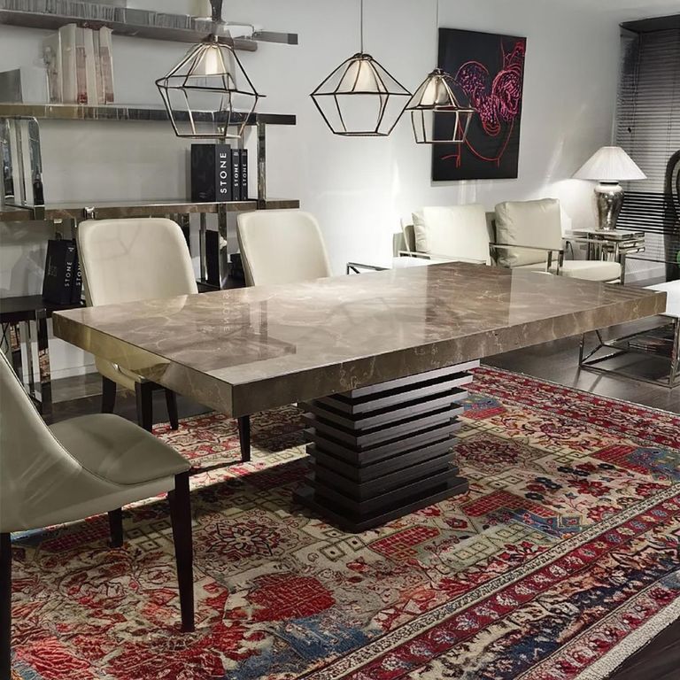 Ark Dining Table - Marble with Wooden Pedestal Base - Variation Available