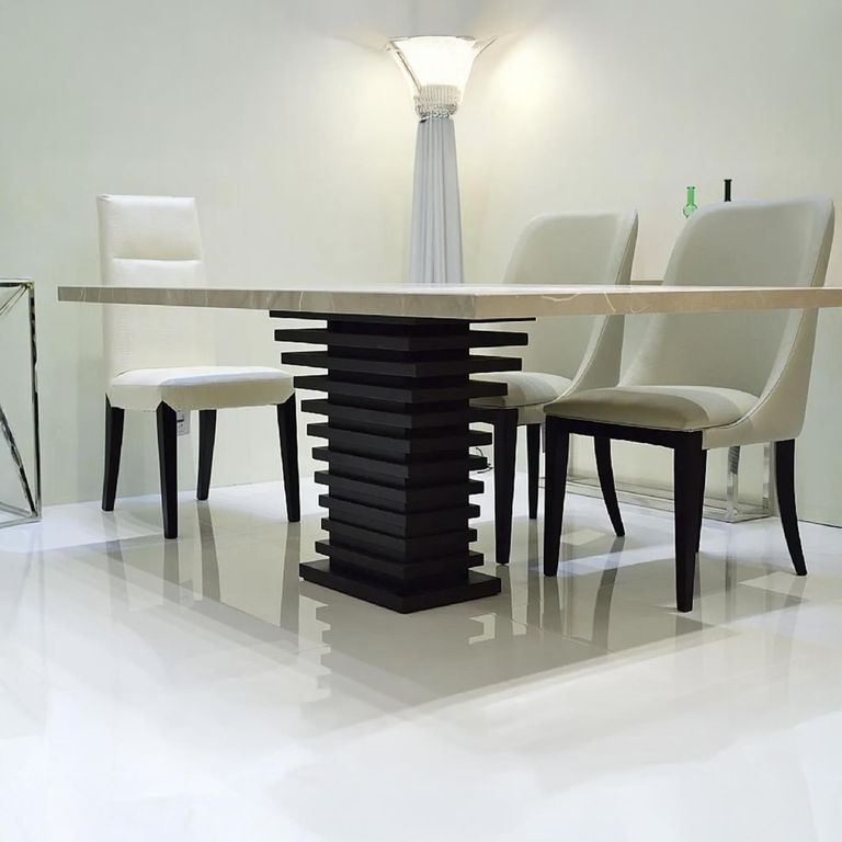 Ark Dining Table - Marble with Wooden Pedestal Base - Variation Available