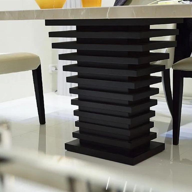 Ark Dining Table - Marble with Wooden Pedestal Base - Variation Available