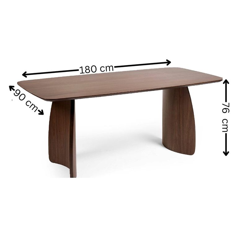 Artemis Dining Table - 6 Seater - 180cm - Curved Leg - Walnut