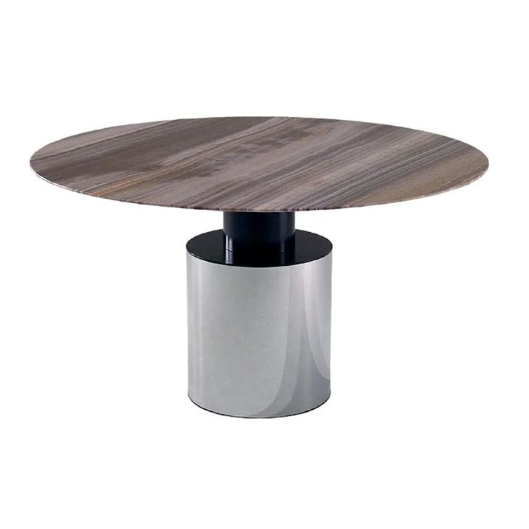 Athena Dining Table - Round - Marble with Steel Pedestal Base - Variation Available