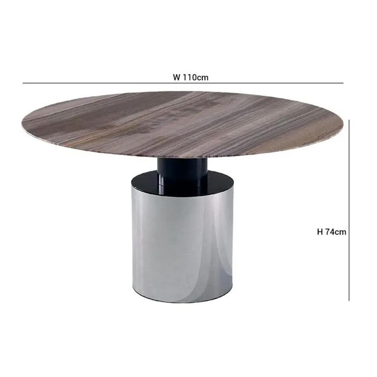 Athena Dining Table - Round - Marble with Steel Pedestal Base - Variation Available