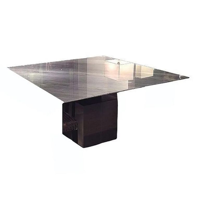 Athena Dining Table - Thin - 8 Seater - Square - Marble with Steel Pedestal Base - Variation Available