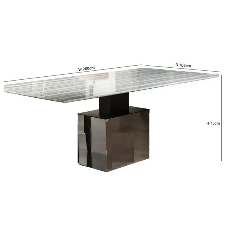 Athena Dining Table - Thin - Marble with Steel Pedestal Base - Variation Available