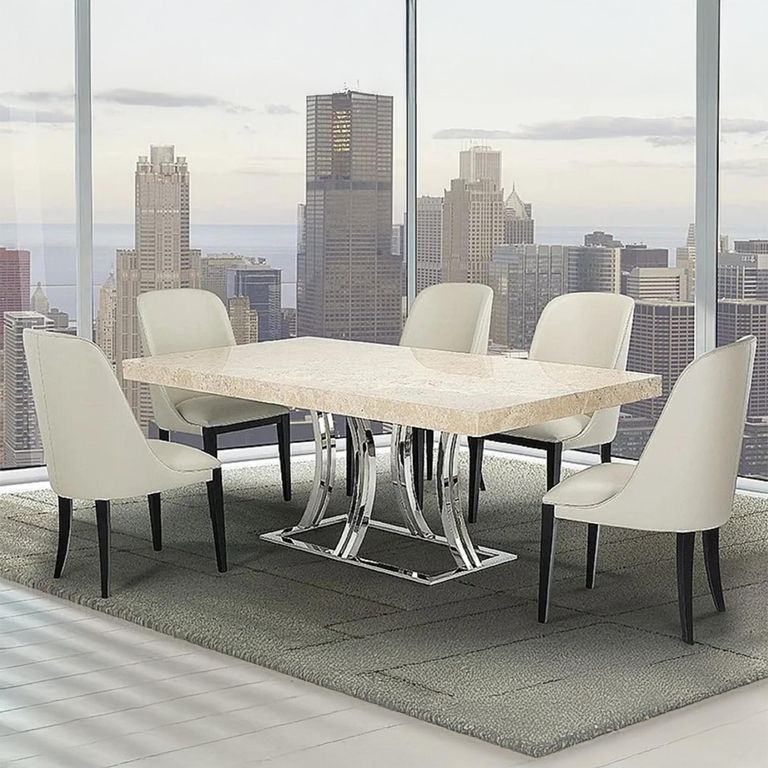 Aurora Dining Table - Marble with Stainless Steel Base - Variation Available