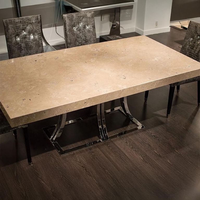 Aurora Dining Table - Marble with Stainless Steel Base - Variation Available