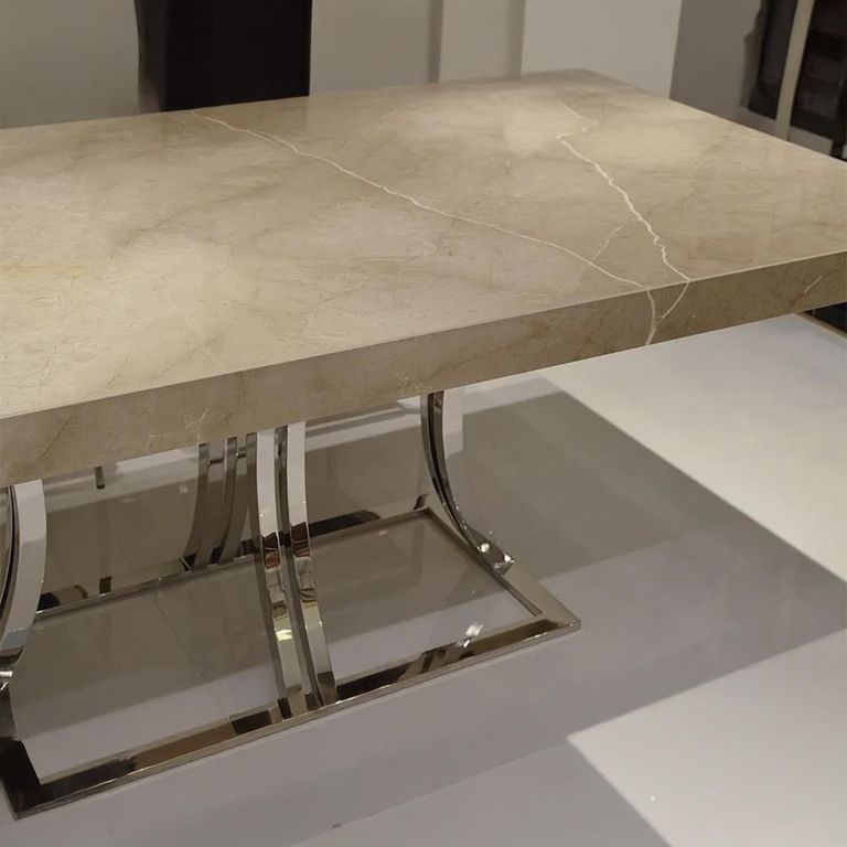 Aurora Dining Table - Marble with Stainless Steel Base - Variation Available