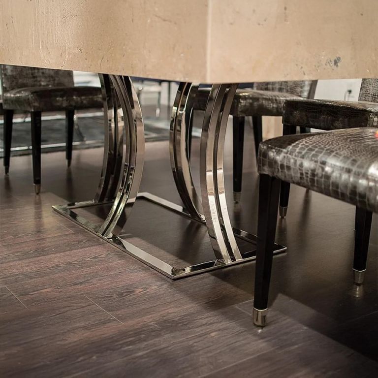 Aurora Dining Table - Marble with Stainless Steel Base - Variation Available