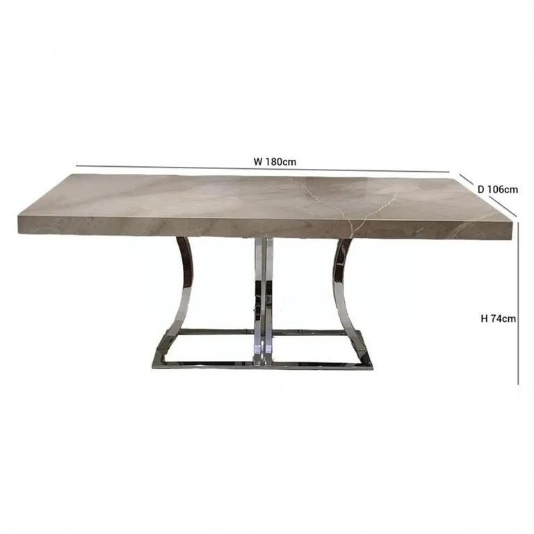 Aurora Dining Table - Marble with Stainless Steel Base - Variation Available