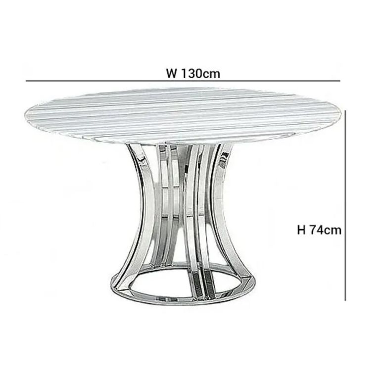 Aurora Dining Table - Round - Marble with Stainless Steel Pedestal Base - Variation Available