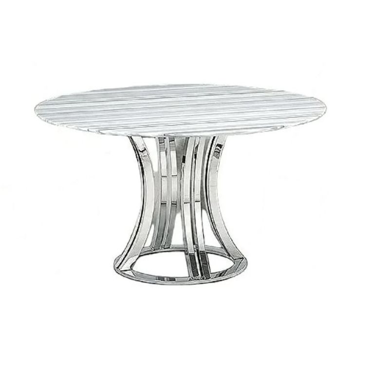 Aurora Dining Table - Round - Marble with Stainless Steel Pedestal Base - Variation Available