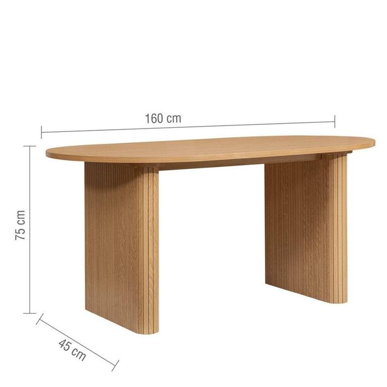 Axel Oval Dining Table - 6 Seater - 160cm - Oak Fluted