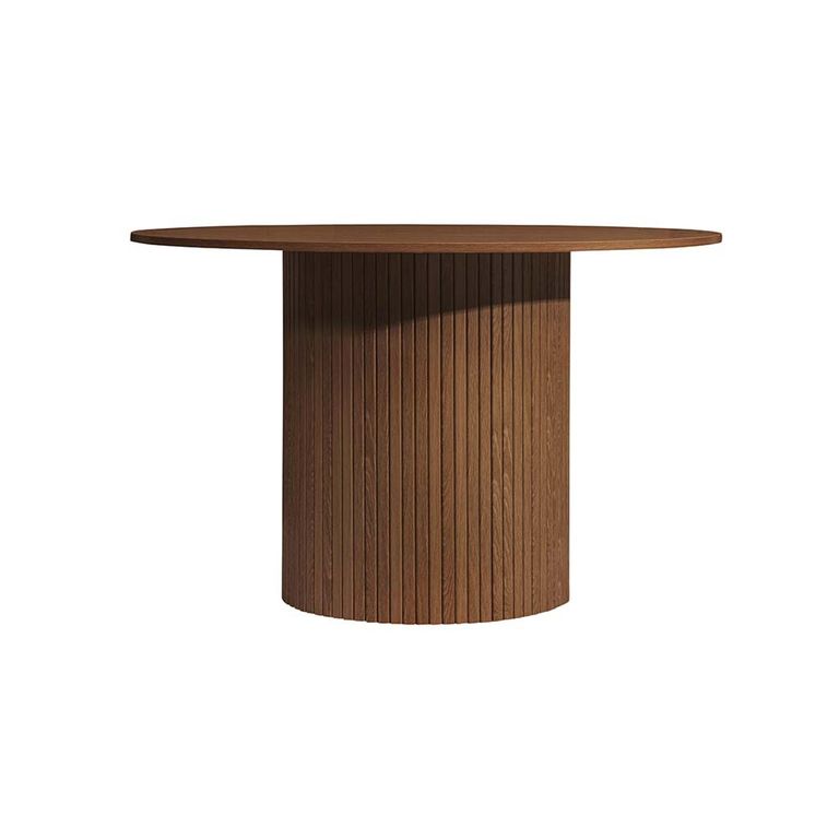 Axel Round Dining Table - 4 Seater - 120cm - Walnut Fluted