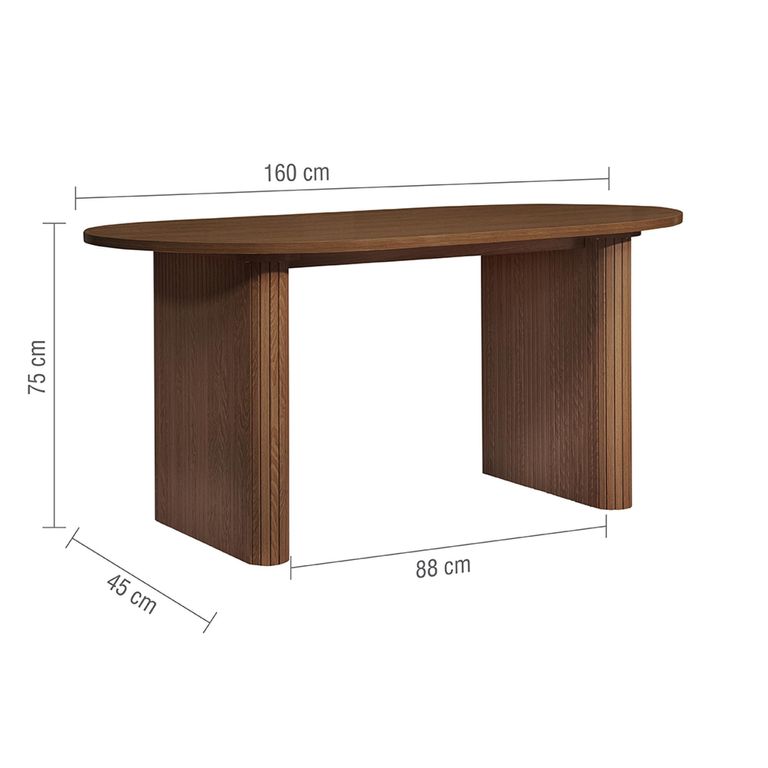 Axel Oval Dining Table - 6 Seater - 160cm - Walnut Fluted
