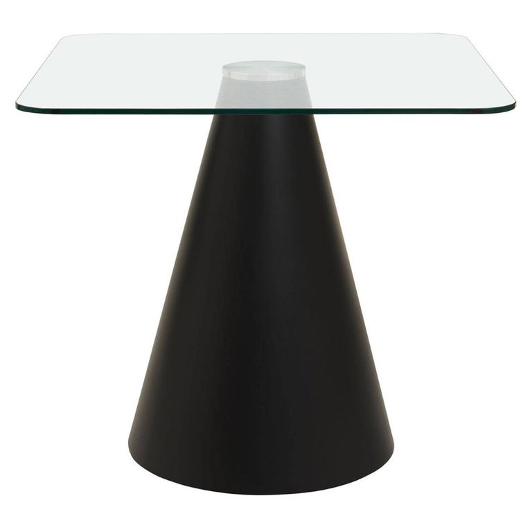 Azalea Dining Table - 2 Seater - 80cm - Square - Glass with Black Cone Base