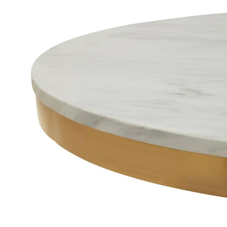 Azalea Dining Table - 2 Seater - 80cm - Round - White Marble with Gold Base
