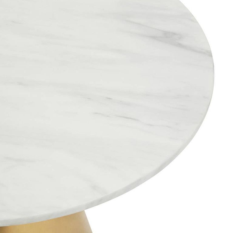 Azalea Dining Table - 2 Seater - 80cm - Round - White Marble with Gold Cone Base