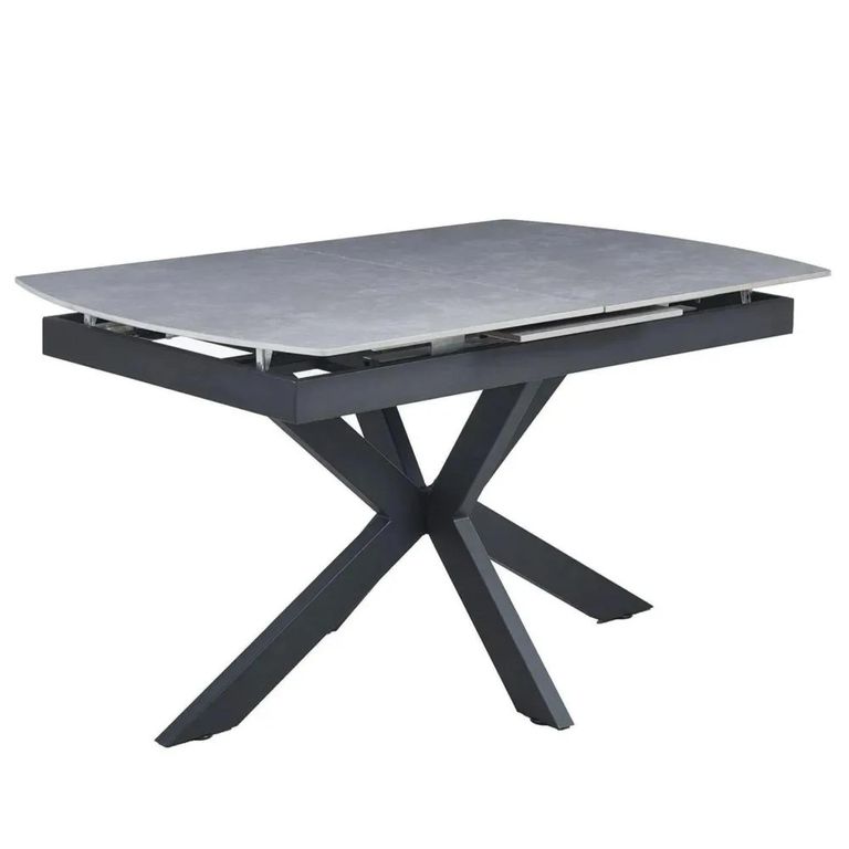 Bari 6-8 Seater Grey Ceramic Extending Dining Table with Black Star Base - 140cm-180cm