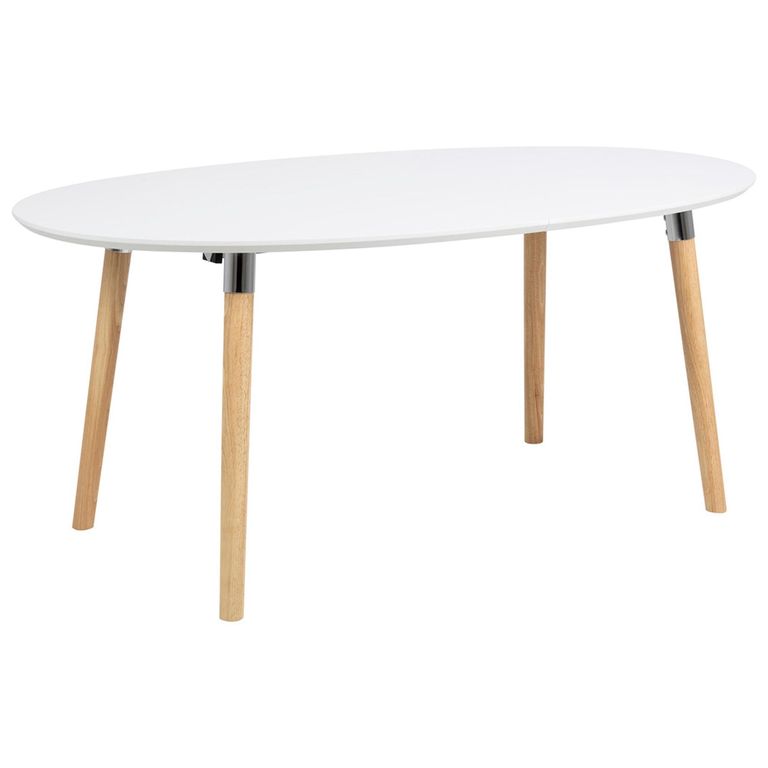 Belina Extending Oval Dining Table - 6-10 Seater - 170cm-270cm - White and Wood