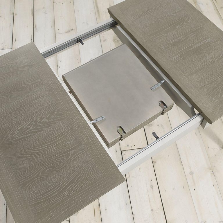 Bergen Grey Washed Oak & Soft Grey Extending Dining Table - 4-6 Seater - 80cm-115cm