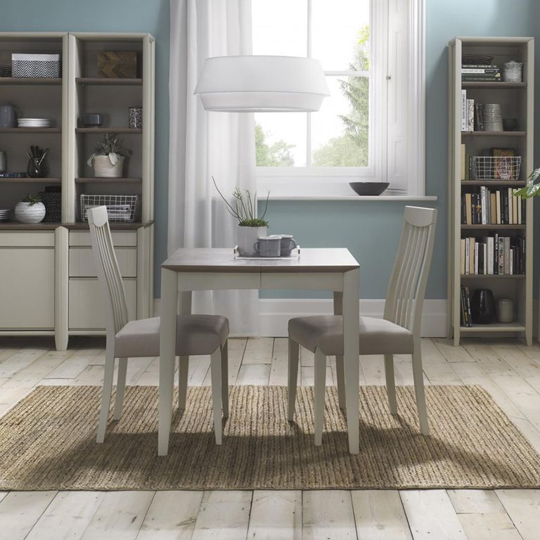Bergen Grey Washed Oak & Soft Grey Extending Dining Table - 4-6 Seater - 80cm-115cm