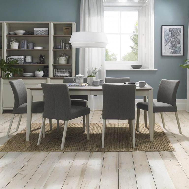 Bergen Grey Washed Oak & Soft Grey Extending Dining Table - 6-8 Seater - 130cm-170cm