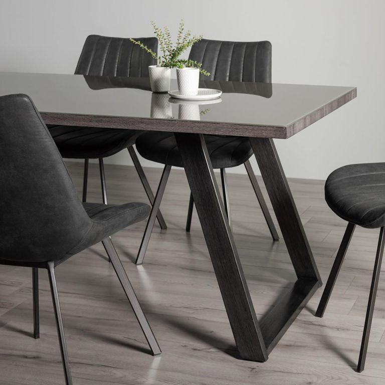 Hirst Grey Painted Tempered Glass Dining Table - 6 Seater - 180cm
