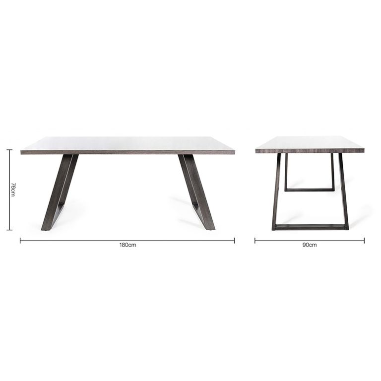 Hirst Grey Painted Tempered Glass Dining Table - 6 Seater - 180cm