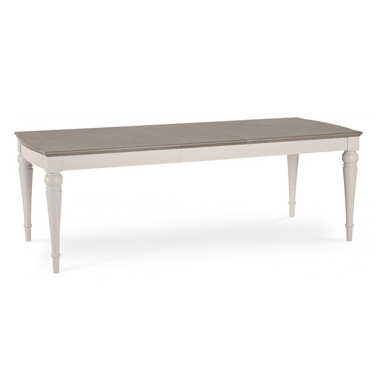 Montreux Grey Washed Oak & Soft Grey Extending Dining Table - 6-10 Seater - 180cm-225cm