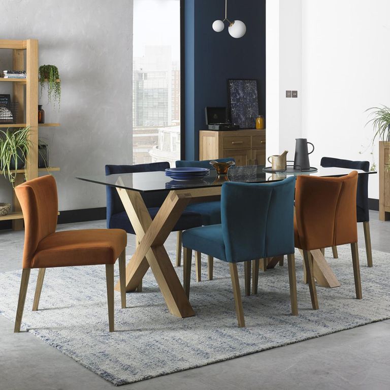 Turin Light Oak Dining Table - 6 Seater - 180cm - Glass Top