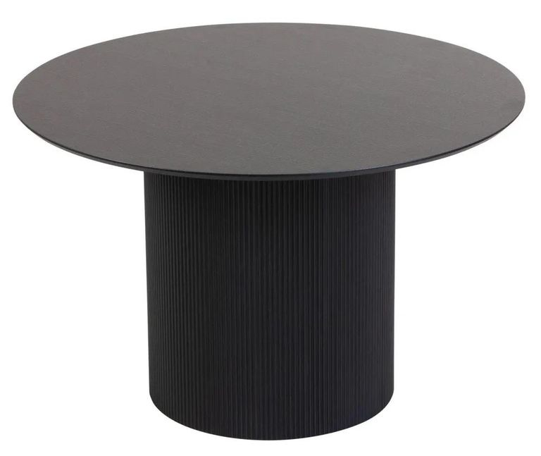 Bern Fluted 4 Seater Black Round Dining Table with Drum Base - 120cm
