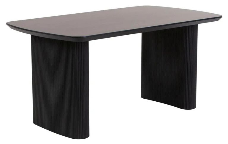 Bern Fluted 6 Seater Black Pedestal Dining Table - 160cm