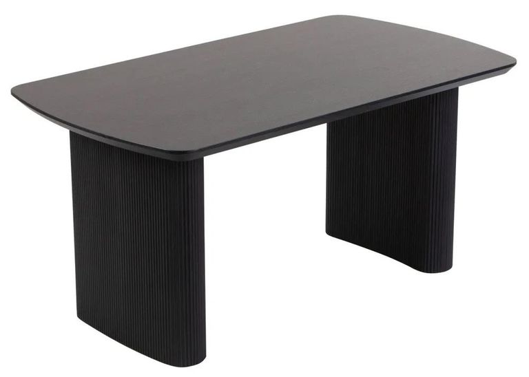 Bern Fluted 6 Seater Black Pedestal Dining Table - 160cm