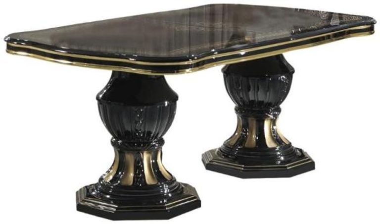 Betty Black Italian 6-8 Seater Extending Pedestal Dining Table