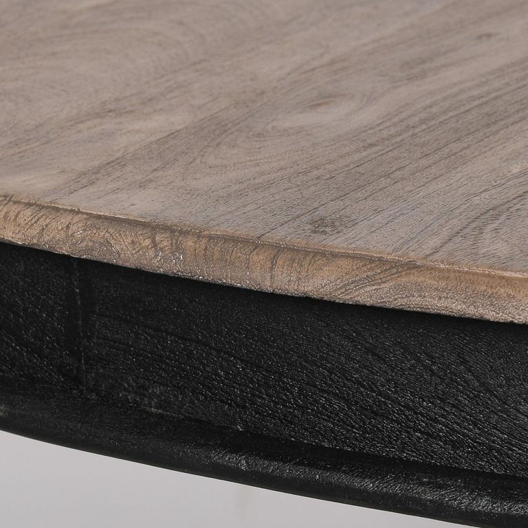 Black Mango Wood Pedestal Dining Table - Round - 6 Seater - 150cm