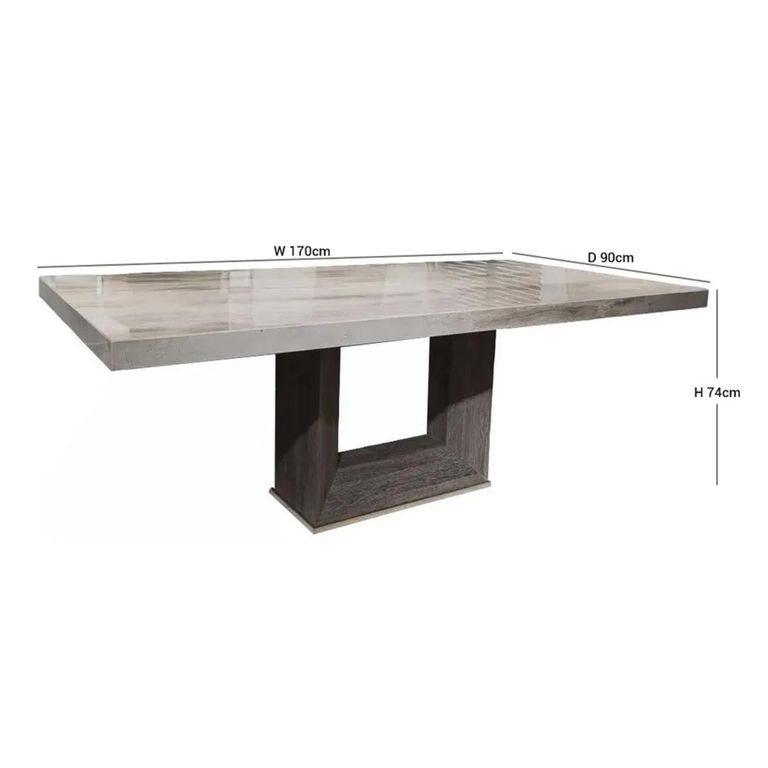 Blade Dining Table - Marble with Wooden Pedestal Base - Variation Available