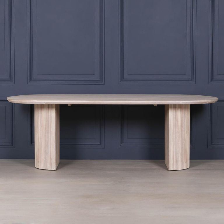 Blanche Acacia Wood Fluted Dining Table - Oval - 8 Seater - 230cm