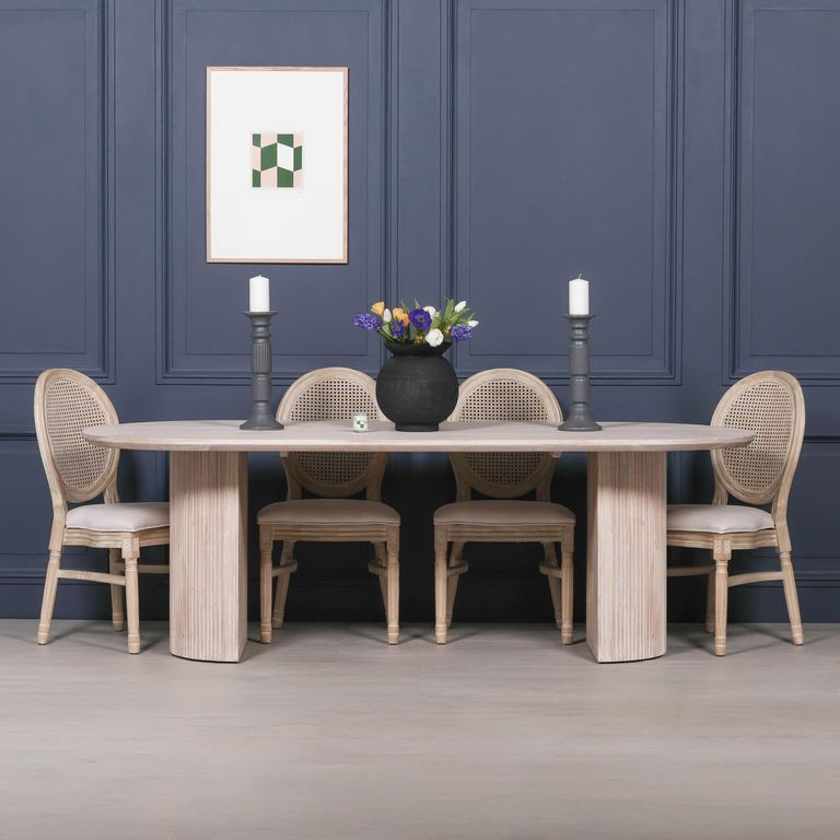 Blanche Acacia Wood Fluted Dining Table - Oval - 8 Seater - 230cm