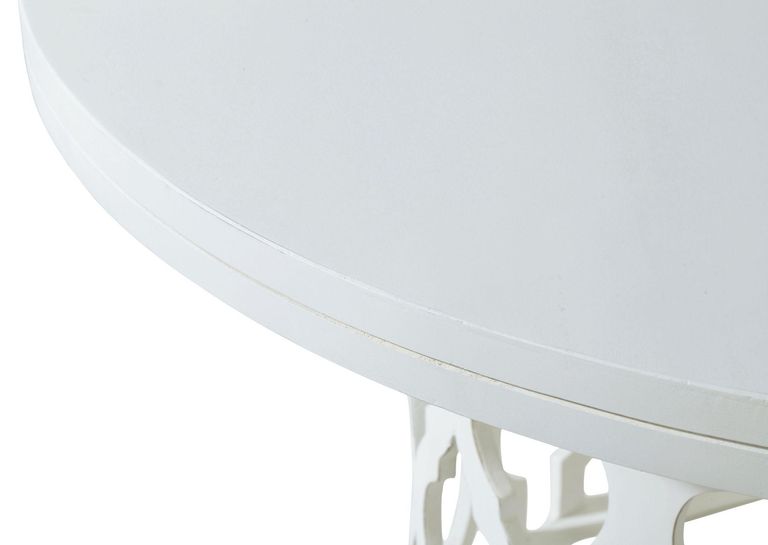 Boho 6 Seater White Carved Wooden Round Dining Table - 140cm