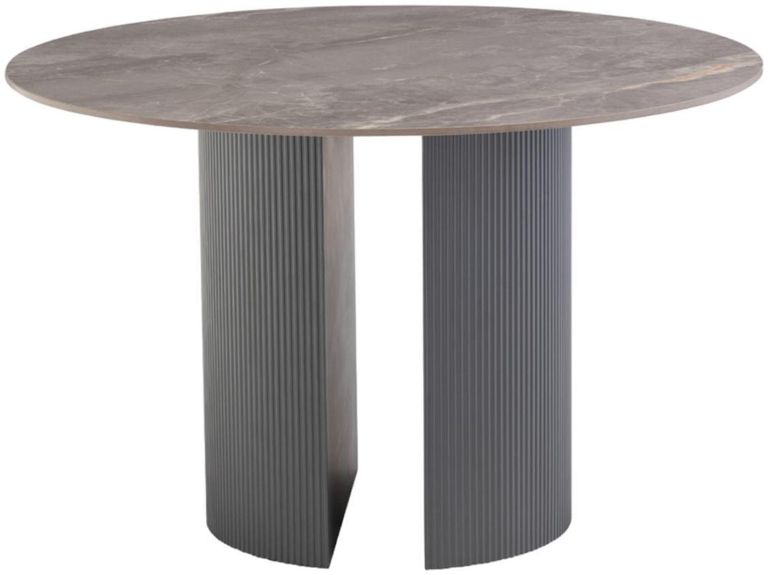Bossini Dark Grey Sintered Stone 4 Seater Round Pedestal Dining Table - 120cm