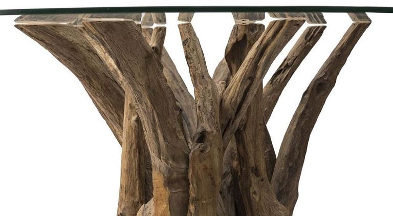 Branchwood 4 Seater Round Dining Table - Glass Top