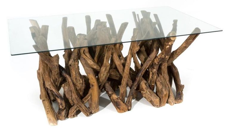 Branchwood 6 Seater Dining Table - Glass Top