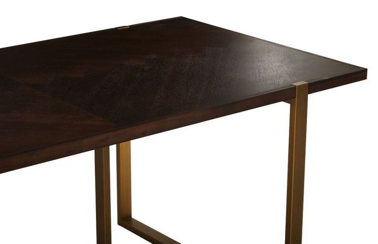Brando Dining Table - 6 Seater - 180cm - Acacia Wood with Antique Brass Chevron Base