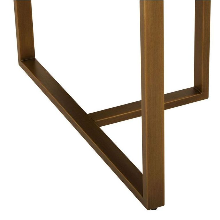 Brando Dining Table - 6 Seater - 180cm - Acacia Wood with Antique Brass Chevron Base