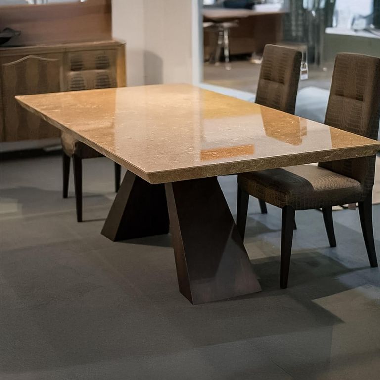 Butterfly Dining Table - Marble with Wooden Pedestal Base - Variation Available